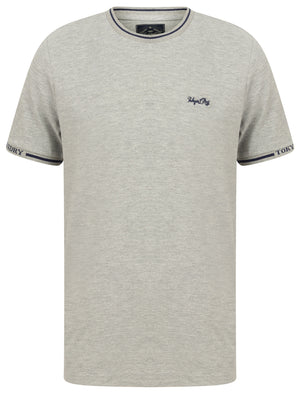Resin 2 Cotton Pique T-Shirt With Jacquard Cuffs In Light Grey Marl - Tokyo Laundry