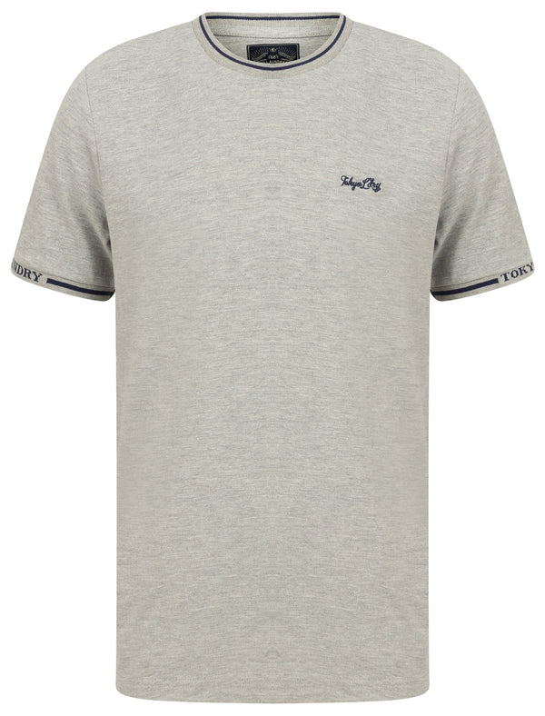Resin 2 Cotton Pique T-Shirt With Jacquard Cuffs In Light Grey Marl - Tokyo Laundry