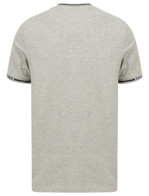 Resin 2 Cotton Pique T-Shirt With Jacquard Cuffs In Light Grey Marl - Tokyo Laundry