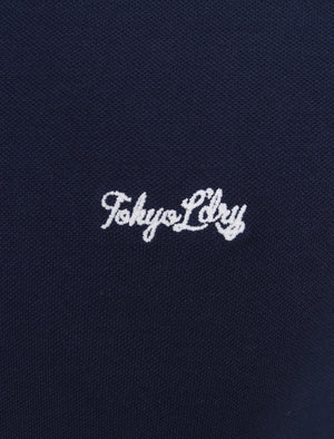 Resin 2 Cotton Pique T-Shirt With Jacquard Cuffs In Medieval Blue - Tokyo Laundry