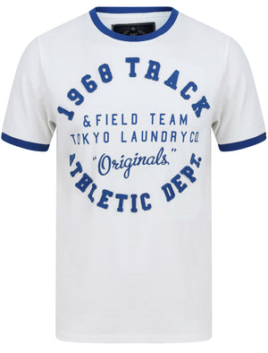 Shoshone 2 Applique Motif Cotton Jersey Ringer T-Shirt In Snow White - Tokyo Laundry
