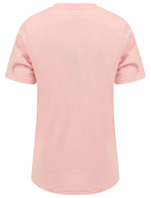 Soller Palm Motif Cotton Jersey T-Shirt in Rose Shadow - Tokyo Laundry