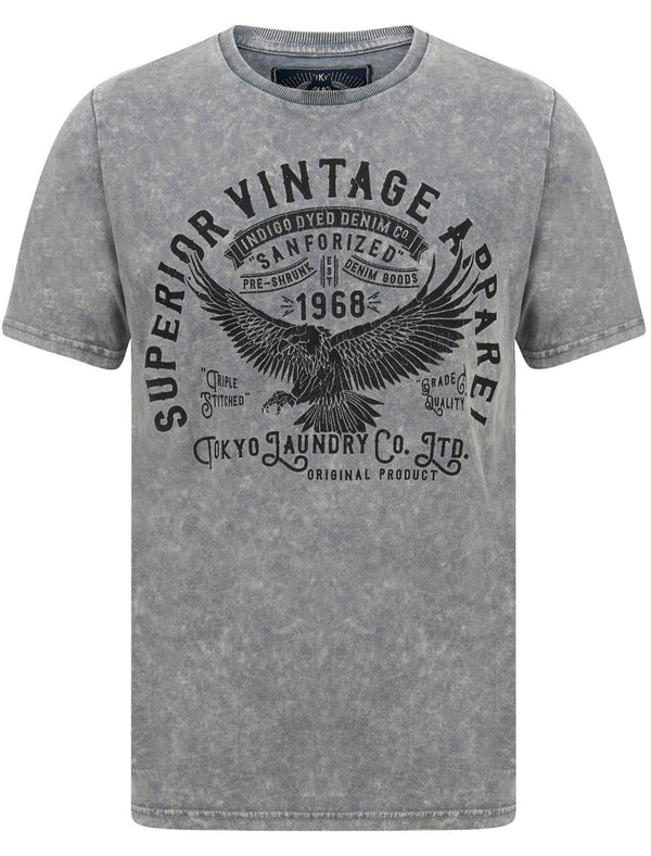 Springfield 2 Motif Acid Wash Cotton Jersey T-Shirt In Grey - Tokyo Laundry