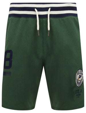 Thunderbolts Applique Brush Back Fleece Jogger Shorts In Dark Green - Tokyo Laundry