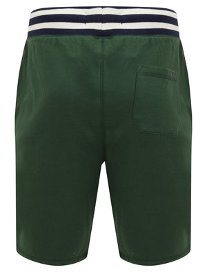 Thunderbolts Applique Brush Back Fleece Jogger Shorts In Dark Green - Tokyo Laundry