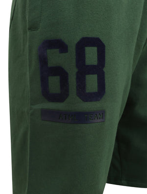 Thunderbolts Applique Brush Back Fleece Jogger Shorts In Dark Green - Tokyo Laundry