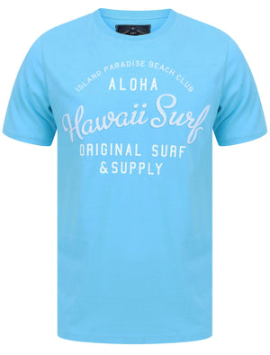 Travis Applique Motif Cotton Jersey T-Shirt in Blue Atoll - Tokyo Laundry