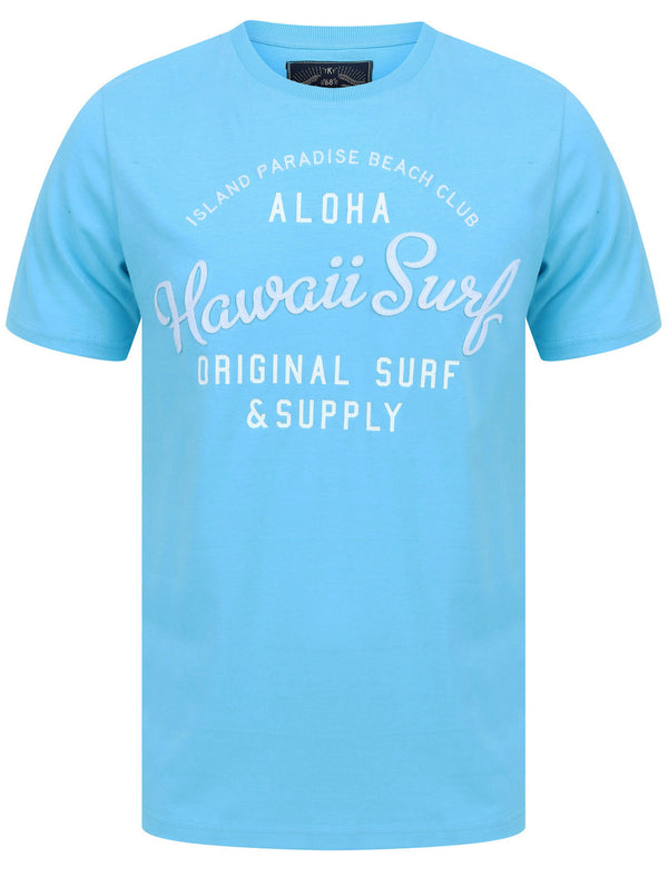 Travis Applique Motif Cotton Jersey T-Shirt in Blue Atoll - Tokyo Laundry