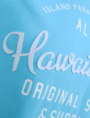 Travis Applique Motif Cotton Jersey T-Shirt in Blue Atoll - Tokyo Laundry