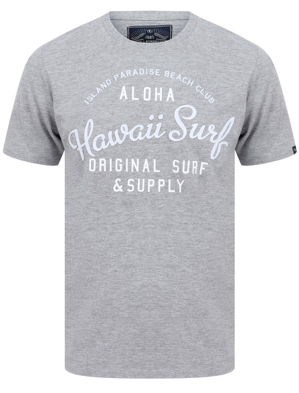 Travis Applique Motif Cotton Jersey T-Shirt in Light Grey Marl - Tokyo Laundry