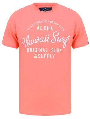 Travis Applique Motif Cotton Jersey T-Shirt in Peach Blossom - Tokyo Laundry