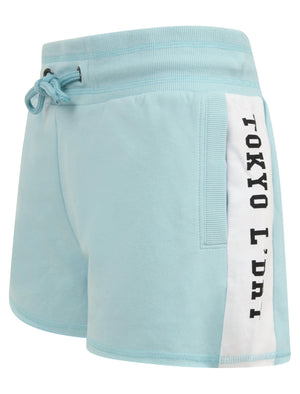 Vallde Sweat Shorts With Printed Side Panels in Aquamarine - Tokyo Laundry