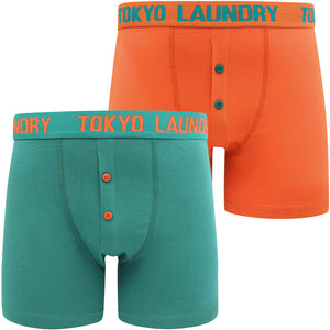 Wetherby 2 (2 Pack) Boxer Shorts Set In River Green / Koi Orange - Tokyo Laundry