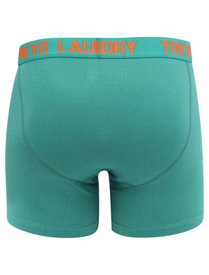 Wetherby 2 (2 Pack) Boxer Shorts Set In River Green / Koi Orange - Tokyo Laundry