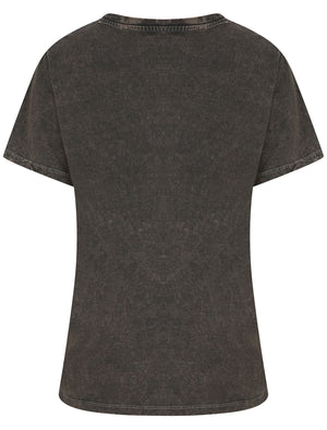 Celestial Motif Acid Wash Cotton T-Shirt in Pirate Black - Weekend Vibes
