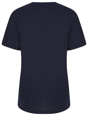 Eco Earth Motif Cotton Jersey T-Shirt in Sky Captain Navy - Weekend Vibes