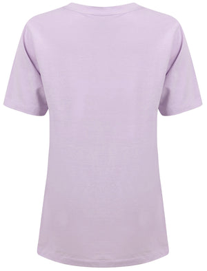Fate In Your Hands Motif Cotton T-Shirt in Pastel Lilac - Weekend Vibes