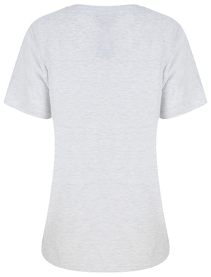 Geo Fly Butterfly Motif Cotton T-Shirt in Ice Grey Marl - Weekend Vibes