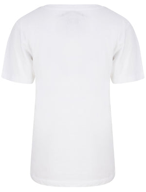 Heart Paris Motif Cotton T-Shirt with Gold Foil Detail in Optic White - Weekend Vibes