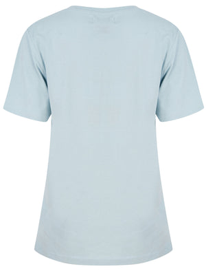 Keep Going Motif Cotton Jersey T-Shirt in Celestial Blue - Weekend Vibes