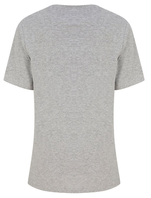 LTD LA Motif Cotton T-Shirt With Pearl Embellishments in Light Grey Marl - Weekend Vibes