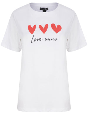 Love Wins Motif Cotton Jersey T-Shirt in Optic White - Weekend Vibes