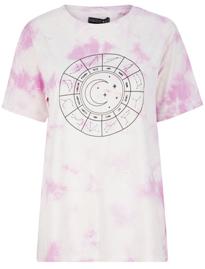 Mystic Meg Motif Tie Dye Cotton T-Shirt in Iris Purple - Weekend Vibes