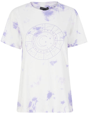 Mystic Meg Motif Tie Dye Cotton T-Shirt in Lavender - Weekend Vibes