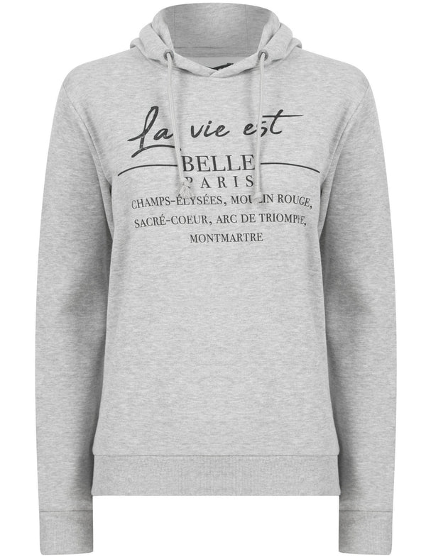 Infinity Motif Brushback Fleece Pullover Hoodie in Light Grey Marl - Weekend Vibes