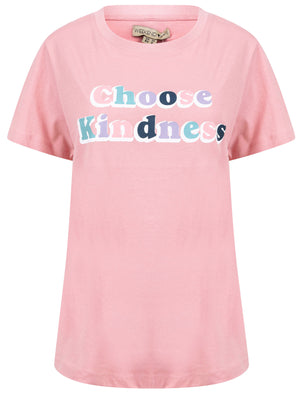 Choose Kindness Motif Cotton Crew Neck T-Shirt in Bridal Rose - Weekend Vibes