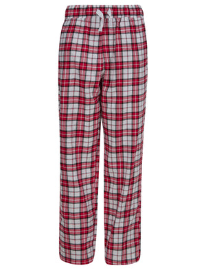 Women's Rudolph Motif 2pc Lounge Pyjama Set in Red / Red White Check - Merry Christmas