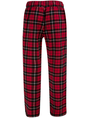 Women's Reindeer Applique 2pc Lounge Pyjama Set in Red / Red Black Check - Merry Christmas