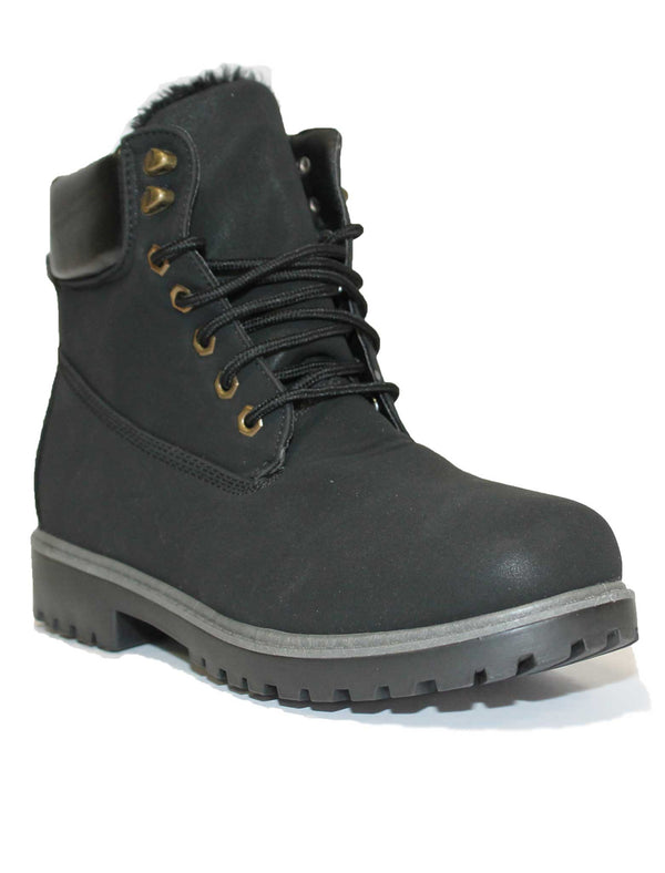 Adam black fur lined work boots