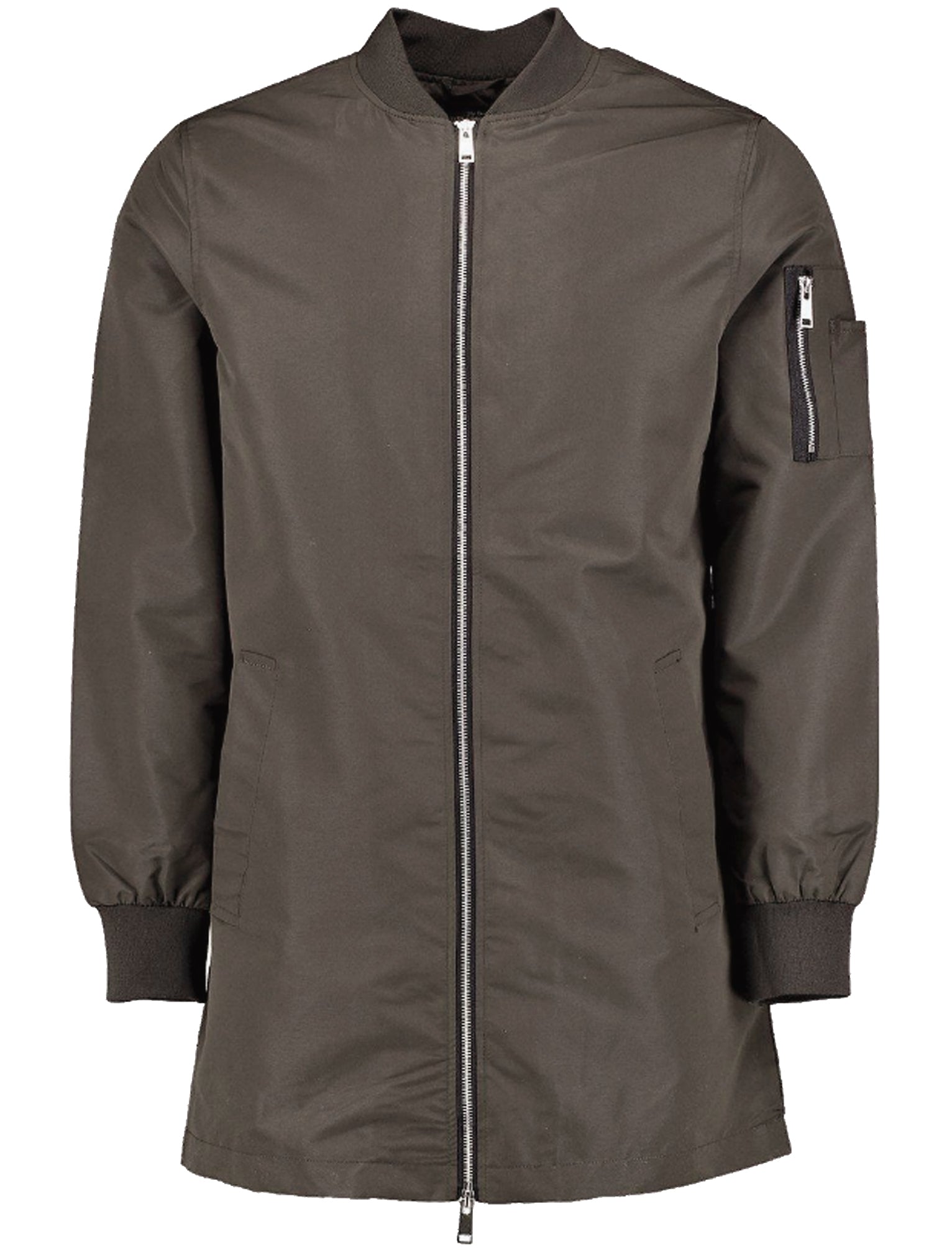 Mens Aiden Longline Bomber Jacket in Mocha Brown Tokyo Laundry