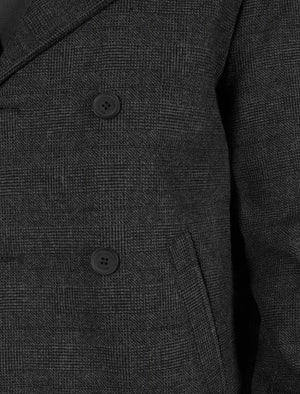 Alaska Double Breasted Wool Blend Peacoat in Grey Check  - Tokyo Laundry
