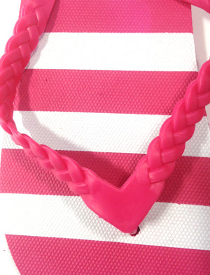 Alice Striped Print Flip Flops in Pink