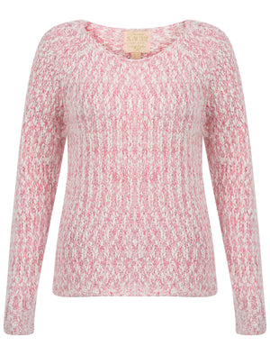 Womens Plum Tree Passion Flower Jumper in Pale Blush and Raspberry Rose twist
