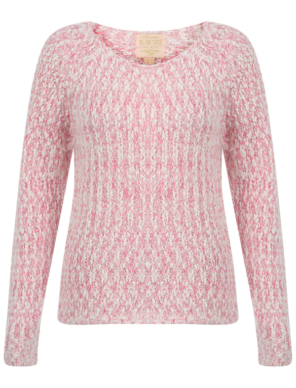 Womens Plum Tree Passion Flower Jumper in Pale Blush and Raspberry Rose twist