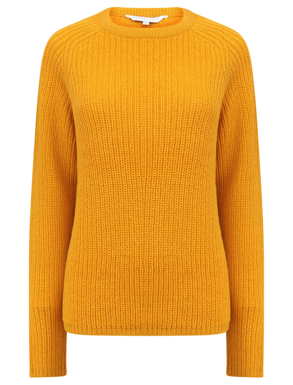 Allium Crew Neck Fisherman Knit Jumper In Artisan's Gold - Amara Reya