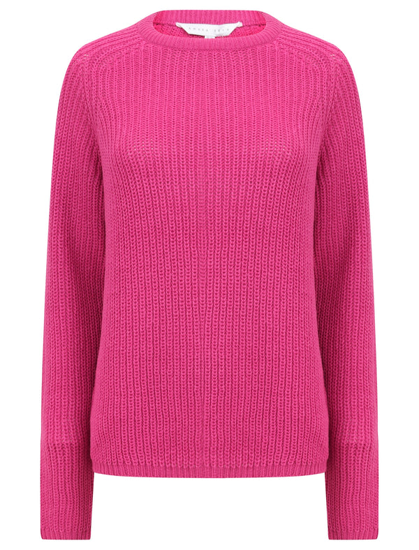 Allium Crew Neck Fisherman Knit Jumper In Rose Violet - Amara Reya