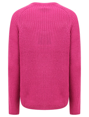 Allium Crew Neck Fisherman Knit Jumper In Rose Violet - Amara Reya