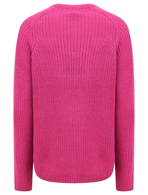 Allium Crew Neck Fisherman Knit Jumper In Rose Violet - Amara Reya