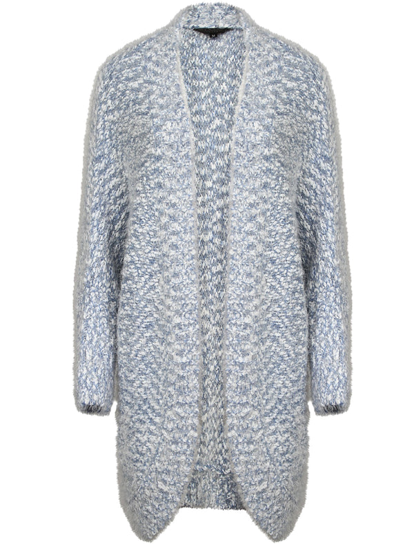 Bloom Popcorn Yarn Longline Cocoon Cardigan in Celestial Blue - Amara Reya