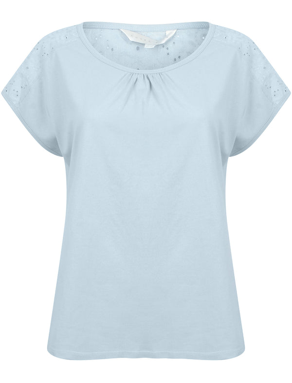 Diandra Broderie Anglaise Insert Top In Kentucky Blue - Amara Reya