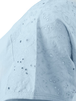 Diandra Broderie Anglaise Insert Top In Kentucky Blue - Amara Reya
