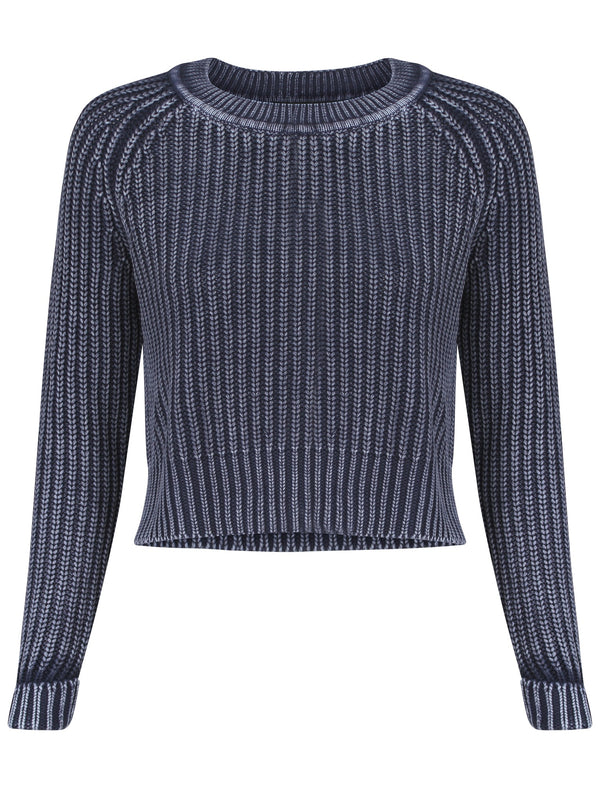 Womens Amara Reya Fern Crew Neck Jumper in Navy Blue