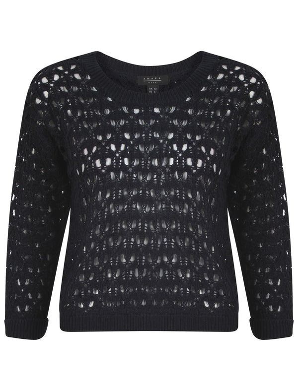 Amara Reya Jerry navy lace knit jumper