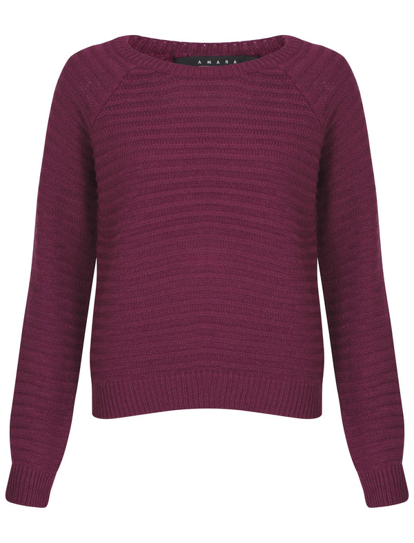 Womens Amara Reya Jonquil Textured Jumper in Dark Purple