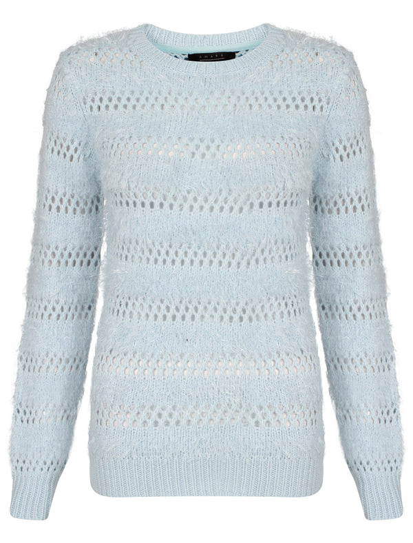 Women's Amara Reya Ophrys Fly  Blue Crew Neck Jumper