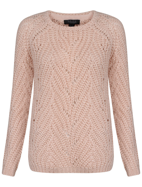Womens Amara Reya Orange Blossom Textured Knit Jumper in Pale Blush